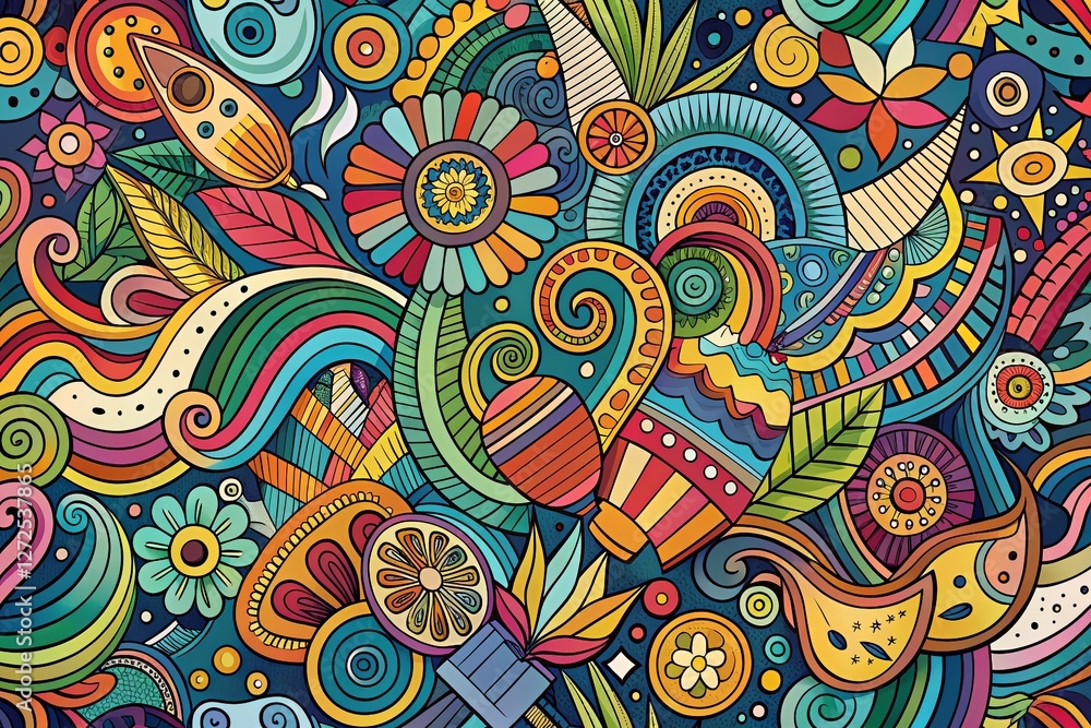 Fototapeta premium Panoramic Doodle Design Templates: Abstract Shapes & Patterns for Backgrounds