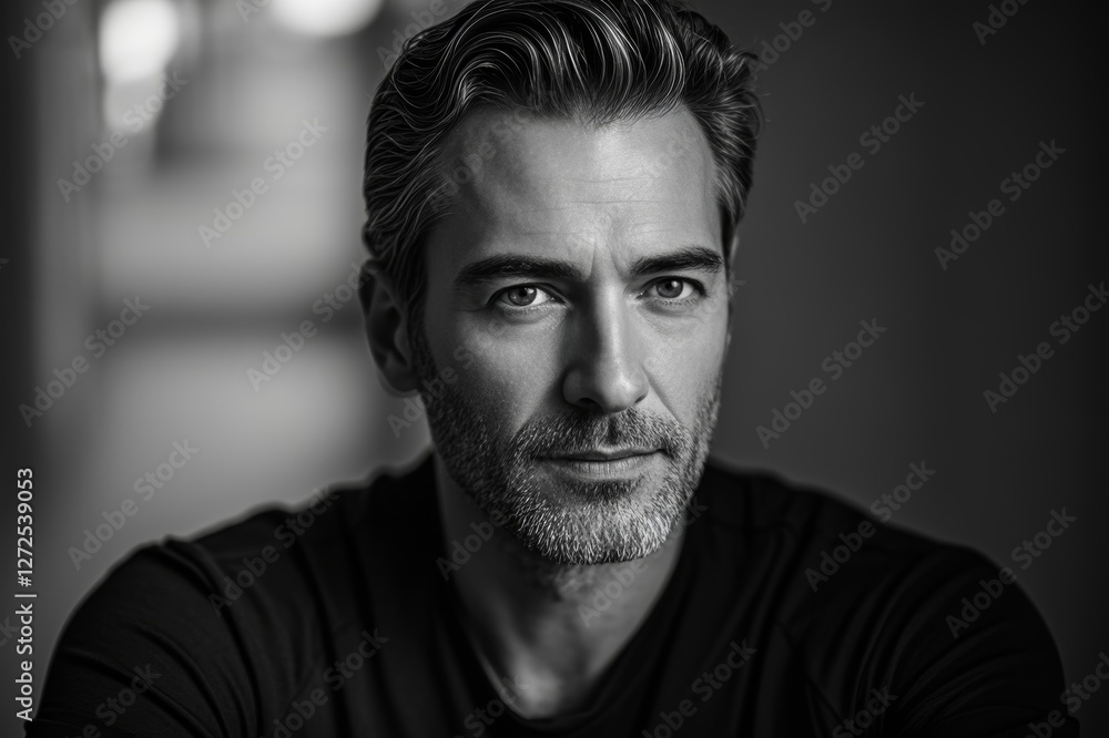Fototapeta premium arafed man with a beard and a black shirt looking at the camera