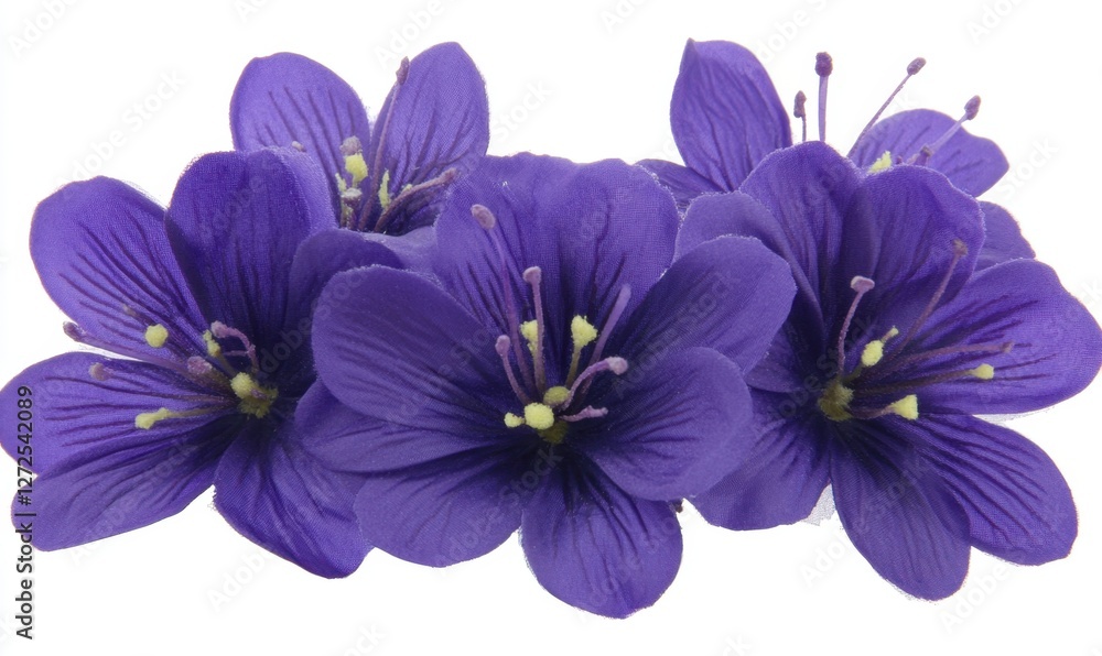 Fototapeta premium Vibrant purple flowers arranged elegantly, showcasing their intricate details against a white background