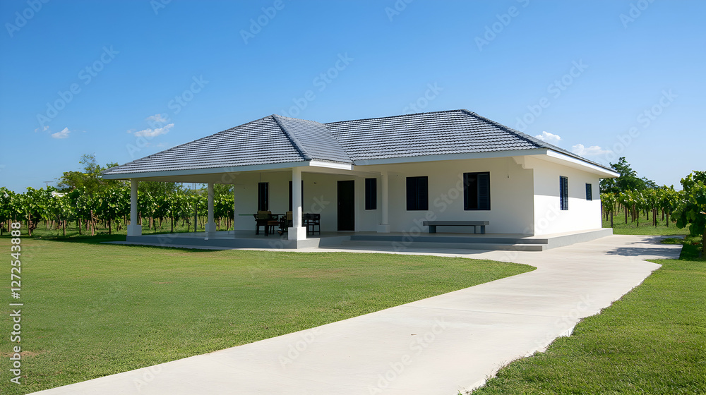 A simple two-story small house with white walls A simple two-story small house with white walls