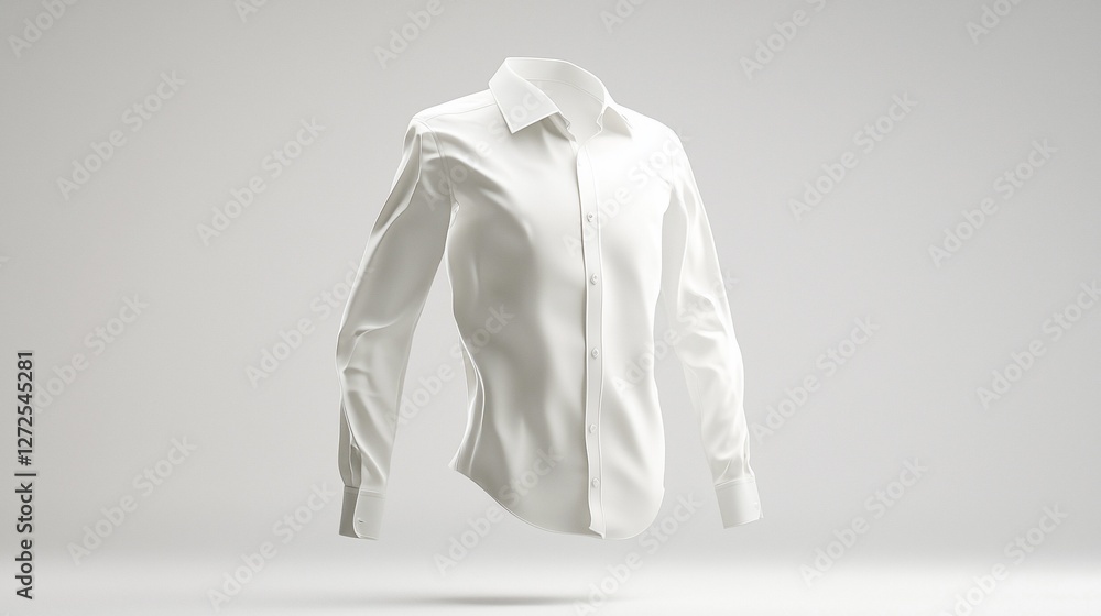 Floating white women's long-sleeve shirt.