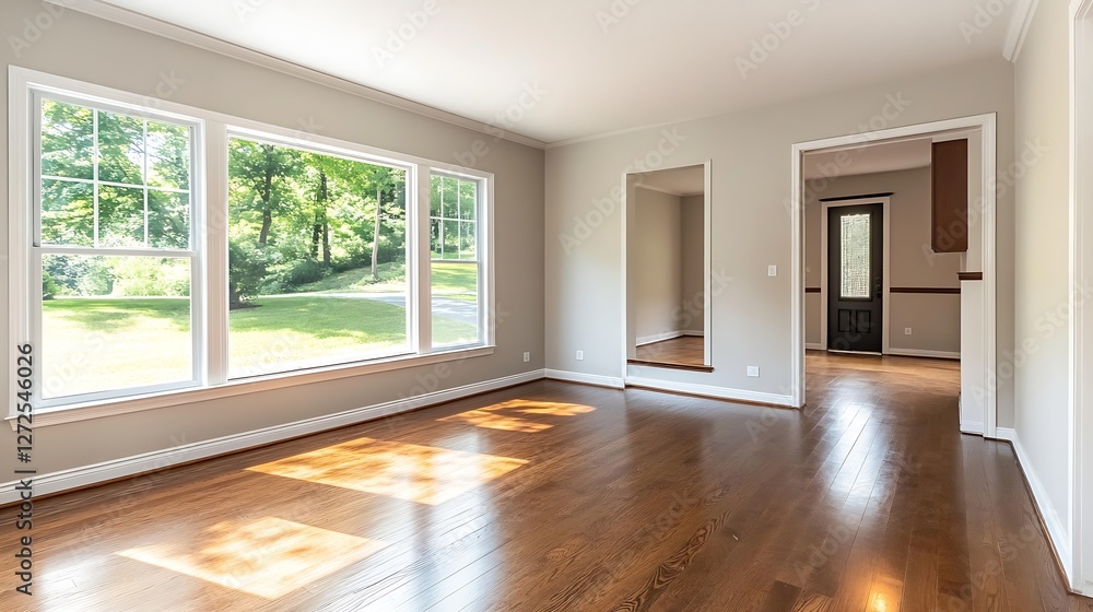 Obraz premium Bright and Airy Living Room with Large Windows and Natural Light : Generative AI