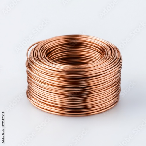Coiled Copper Wire on White Background for Crafting and Electrical Uses in Varied Projects and Applications