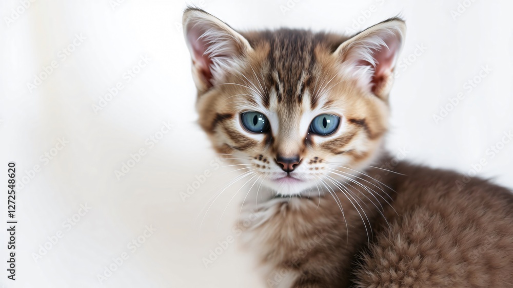 Adorable Brown Tabby Kitten with Striking Blue Eyes Adorable Brown Tabby Kitten with Striking Blue Eyes