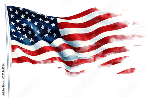 Artistic American Flag | Patriotic Watercolor Design, USA National Symbol