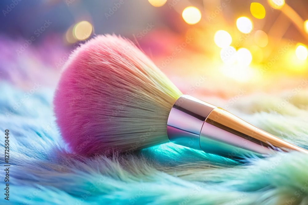 Fototapeta premium Pastel Makeup Brushes on Fluffy Cloud Background - Beauty Stock Photo