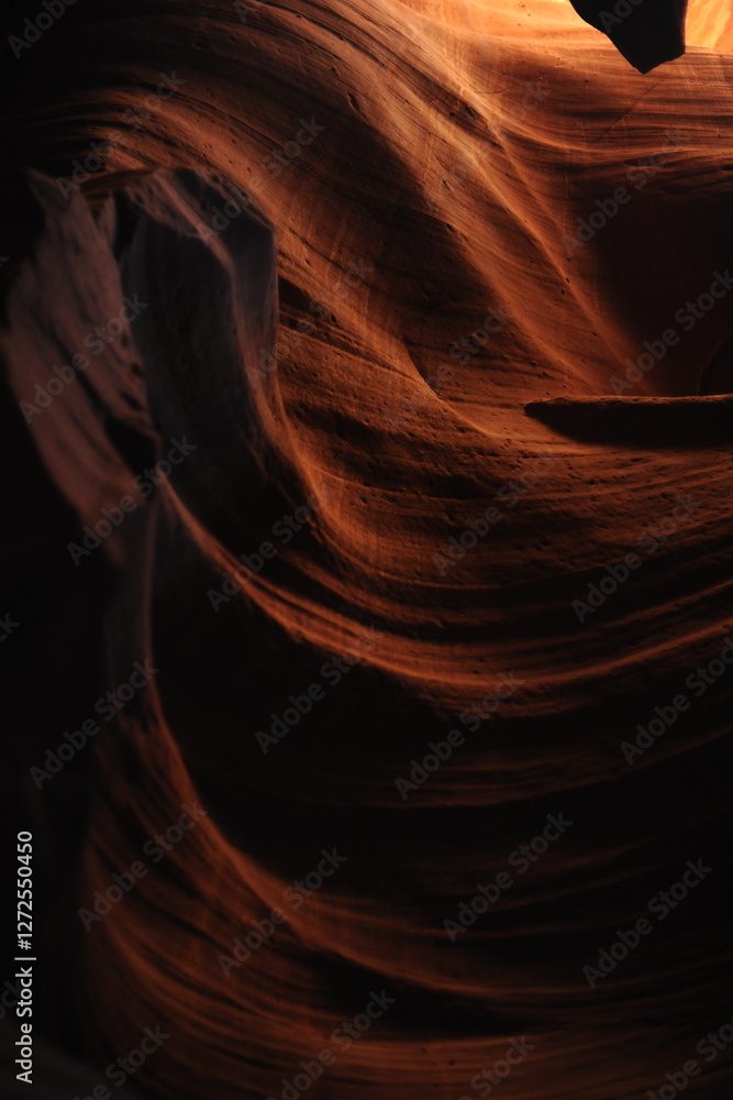 Obraz premium Shadowed Depths and Bright Highlights in Antelope Canyon's Enigmatic Interior Arizona Desert 