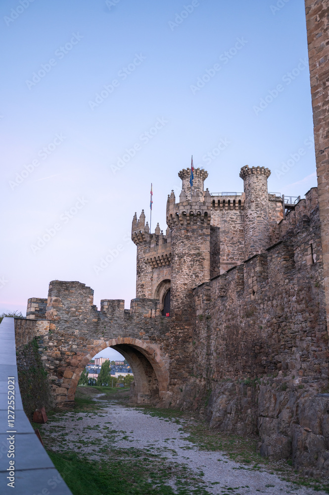 Obraz premium Panorama of the Templar Castle, Ponferrada Castle.Ponferrada in the Province of Leon in Spain on the Camino de Santiago