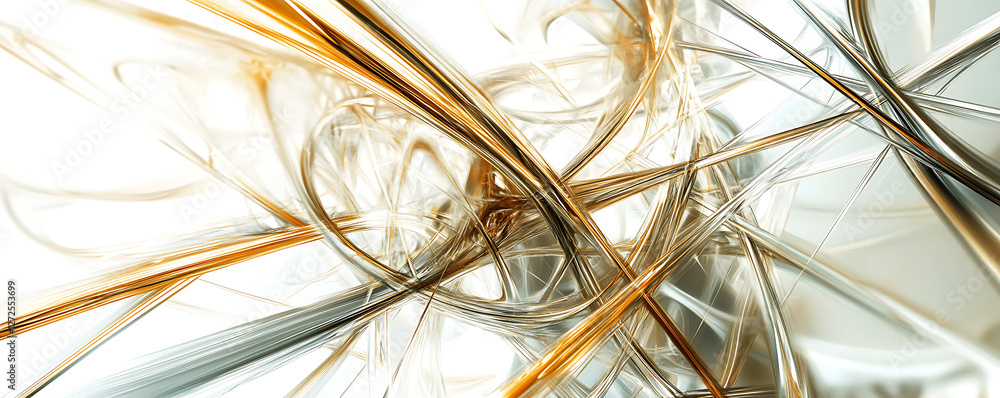 Abstract design featuring intricate lines and shapes in gold and silver tones. Abstract design featuring intricate lines and shapes in gold and silver tones.