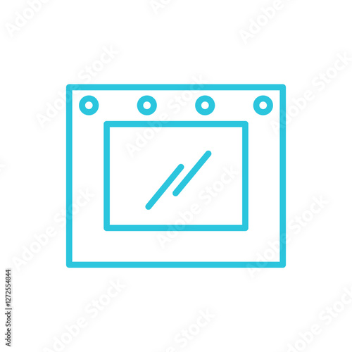 Simple Mirror Icon with Lights, Blue Icon on White