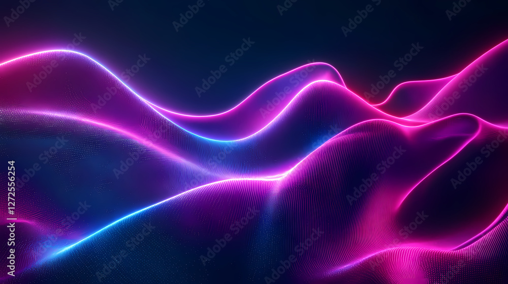 Fototapeta premium Abstract neon lights. Dreamlike Phosphorescent Waves. Illustration