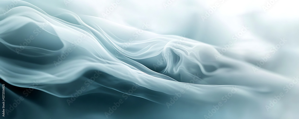 Obraz premium Abstract light blue smoke swirling gracefully in a serene composition.