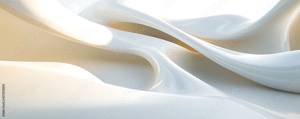 Obraz premium Abstract smooth curves in soft white tones create a serene and calming aesthetic.