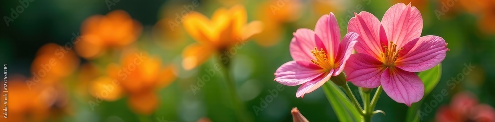 Anagiraceae flowers with stamens on a garden bed, stamens, plant Anagiraceae flowers with stamens on a garden bed, stamens, plant