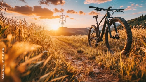 Wallpaper Mural Mountain bike on a trail at sunset in a field. Torontodigital.ca