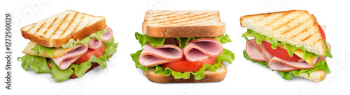 Sandwich on transparent background Generative Ai. photo