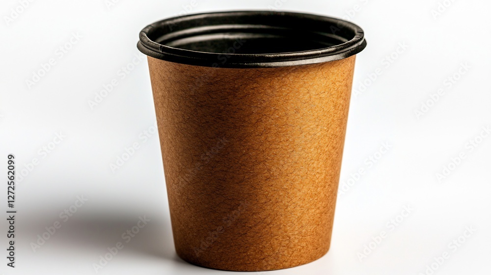 Angled View of Paper Cup with Brown Texture on White Background Angled View of Paper Cup with Brown Texture on White Background