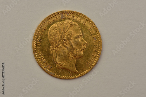 Gold coin Dukat,Wien, 1871, Österreich, Kaiserreich,Franz Joseph,1848-1916, AU photo