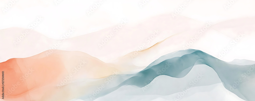 Obraz premium An abstract watercolor landscape featuring soft hues and gentle curves.