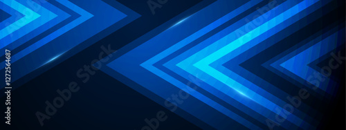 Blue arrow shapes on dark blue background for presentations, websites, tech designs. Creative graphic for tech companies, business concepts, and data visualization.