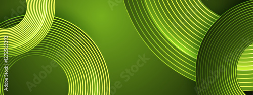 green abstract concentric circles on geometric background, ideal for digital art, web design, and print materials, adding a modern touch. Great for eco friendly themes.