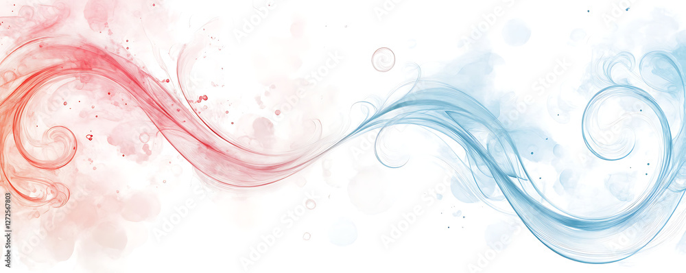 Obraz premium Colorful abstract swirl design with red and blue hues, perfect for backgrounds or artistic use.