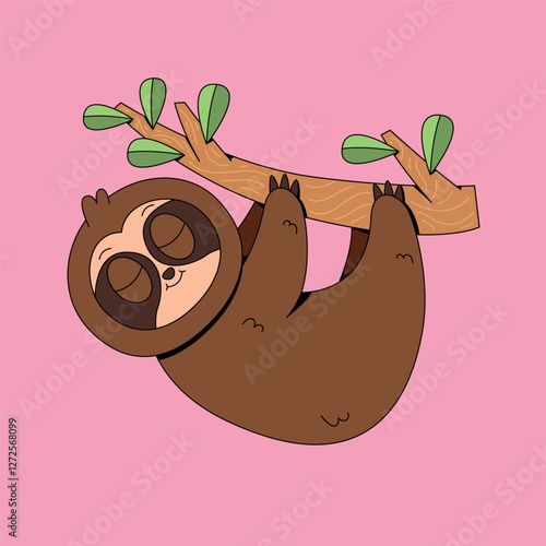 Cute sleeping sloth cartoon