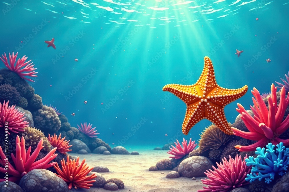 Naklejka premium Simple line art sea star, five points, ocean life , underwater icon, nature icon