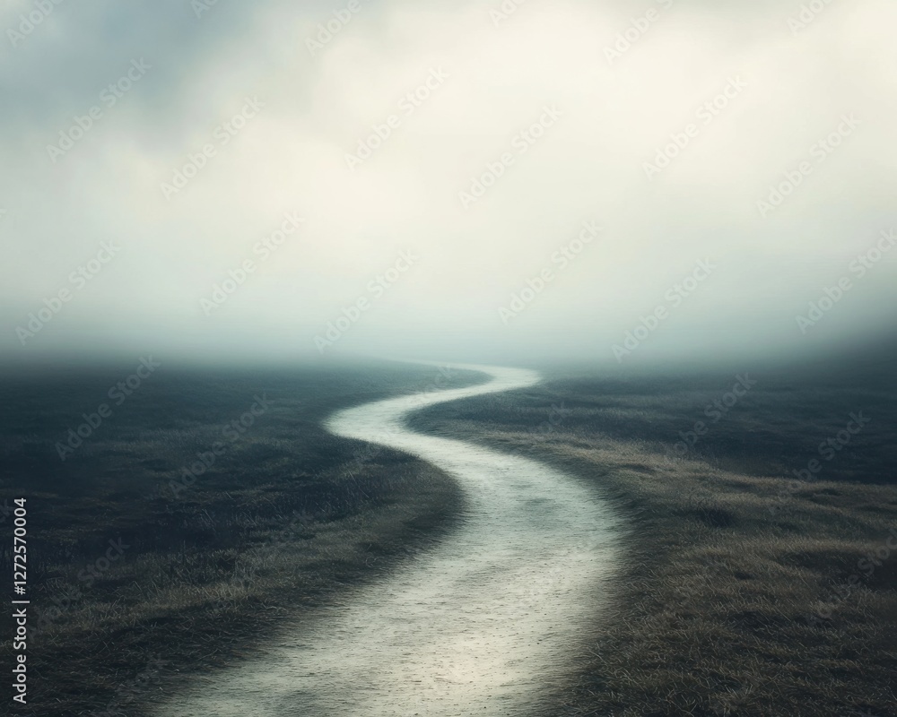 Dementia risk depicted by a dimly lit path leading to a blurred horizon. Featuring soft tones and atmospheric fog Dementia risk depicted by a dimly lit path leading to a blurred horizon. Featuring soft tones and atmospheric fog