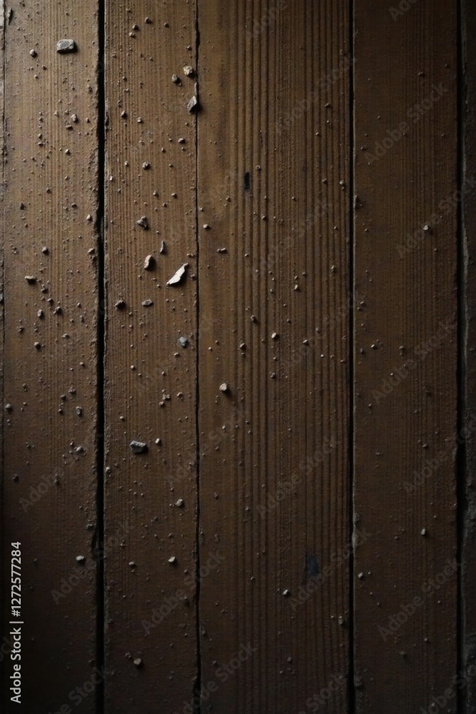 Fototapeta premium Dark Brown Wooden Planks with Embedded Debris and Subtle Texture Variation