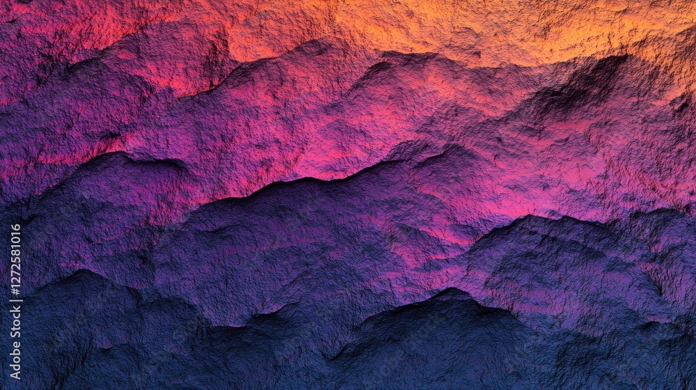 Naklejka premium Abstract Mountain Range at Sunset: A Vivid Digital Landscape