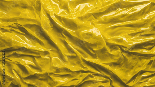 Processed collage of yellow plastic cellophane surface texture. Background for banner, backdrop