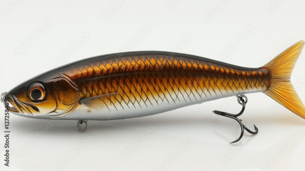 Studio shot of fishing lure, realistic design, white background Studio shot of fishing lure, realistic design, white background