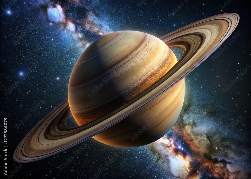 Fototapeta premium Saturn Night Sky Astrophotography - Celestial Rings and Stars