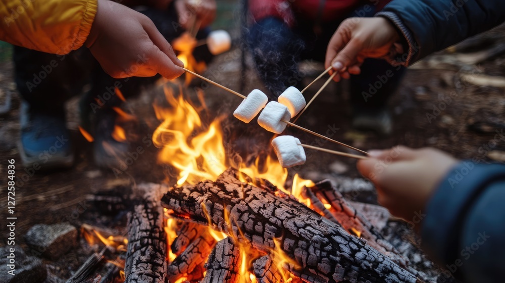 Fototapeta premium Marshmallows Roasting Over a Campfire