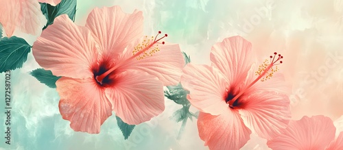 Wallpaper Mural Delicate Pink Hibiscus Blossoms in Soft Light Torontodigital.ca