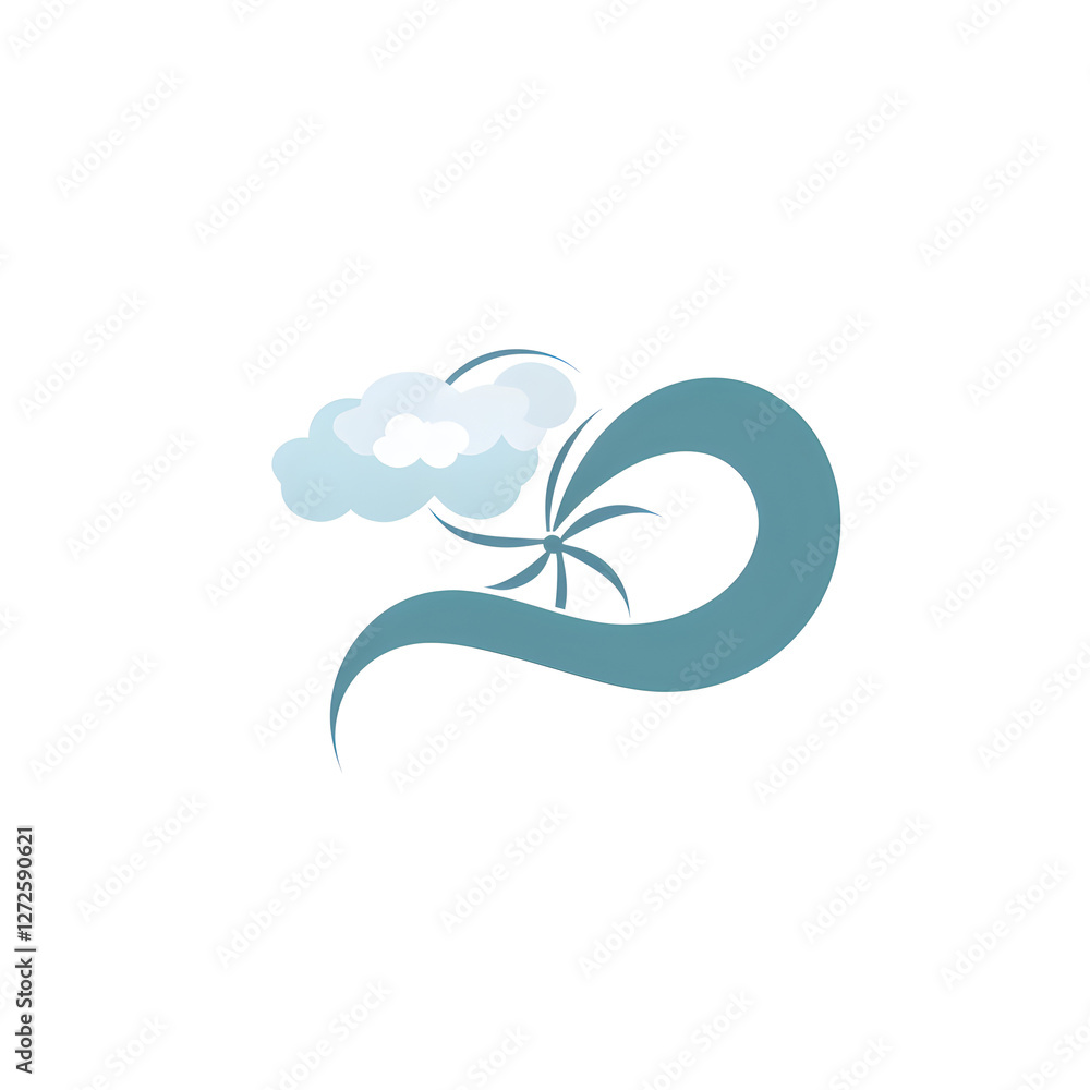 A minimalist logo with a wind swirl integrated with abstract clouds to represent clean energy A minimalist logo with a wind swirl integrated with abstract clouds to represent clean energy