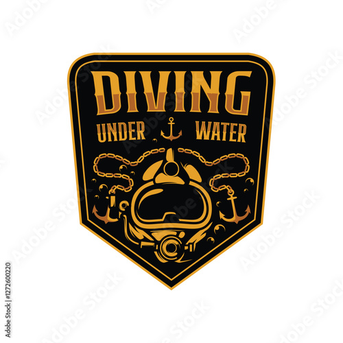 Scuba Diving Outdoor Sport emblem logo design illustration vector