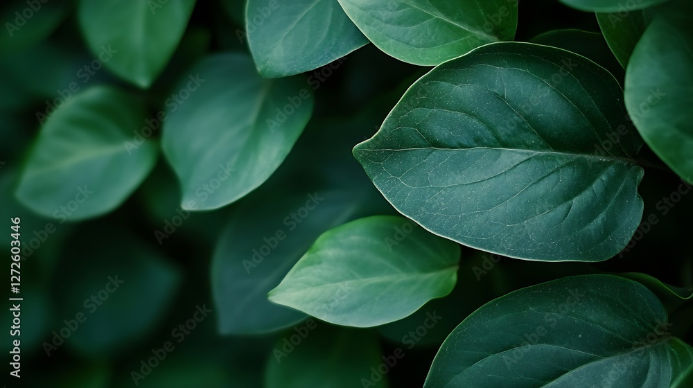 Fototapeta premium Close Up of Green Leaves with Soft Shadows in a Lush Natural Environment : Generative AI
