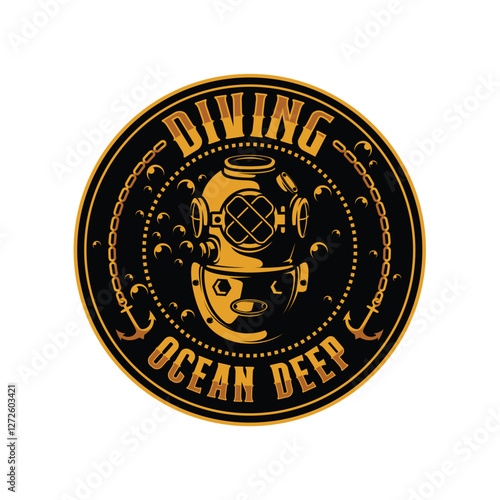 Scuba Diving Marine Sport logo design illustration vector