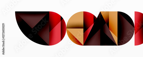 Abstract geometric pattern with intersecting circles and triangles in gradients. The high-contrast composition creates depth and a dynamic, modern aesthetic
