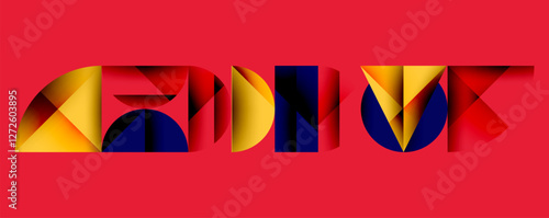 Abstract geometric pattern with intersecting circles and triangles in gradients. The high-contrast composition creates depth and a dynamic, modern aesthetic
