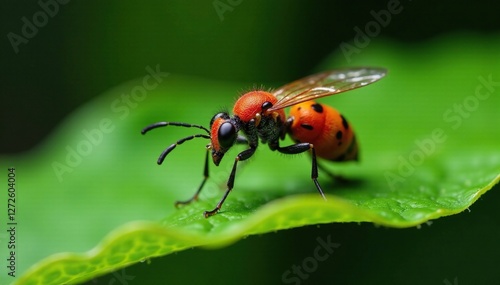 Insect on the underside of an Oncidium lineoligerum leaf, flowers, pollinator