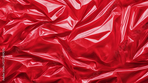 Processed collage of red plastic cellophane surface texture. Background for banner, backdrop