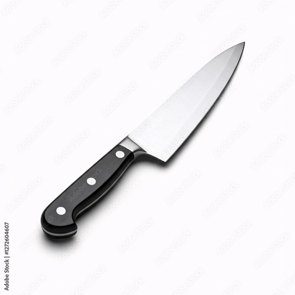 Black Kitchen knife isolated on white background. front view Black Kitchen knife isolated on white background. front view