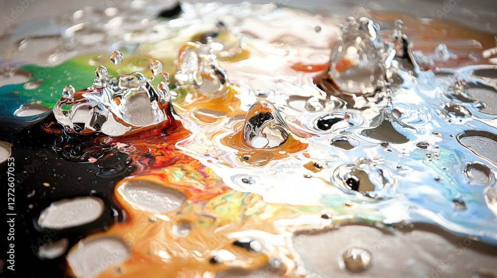 Abstract Water Droplets Splashing Vibrant Colors Macro Photography Abstract Water Droplets Splashing Vibrant Colors Macro Photography