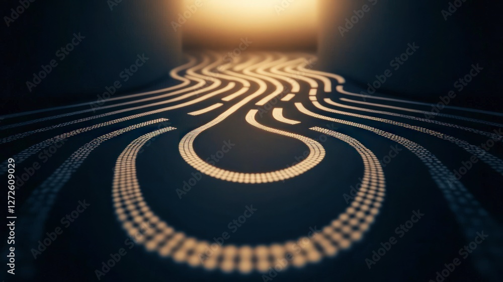 Obraz premium Abstract Data Stream Digital Flow Network Technology Circuit Board Binary Code Dots