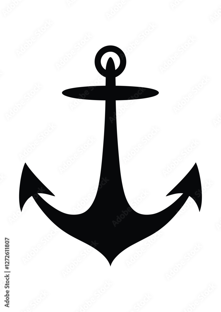 A minimalistic-style logo of an anchor, silhouette, outline, vector, illustration, isolated on a white background A minimalistic-style logo of an anchor, silhouette, outline, vector, illustration, isolated on a white background