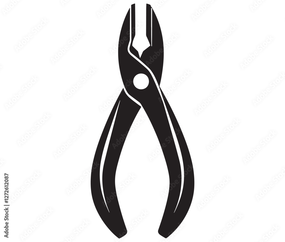 Silhouette pliers isolated on white background, Vector illustration of a wire cutter – a must-have repair tool
