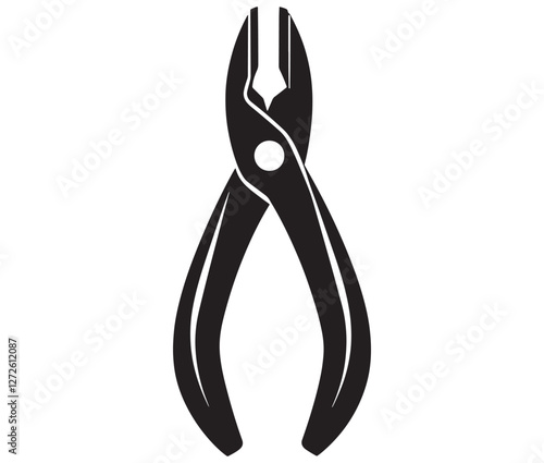 Silhouette pliers isolated on white background, Vector illustration of a wire cutter – a must-have repair tool